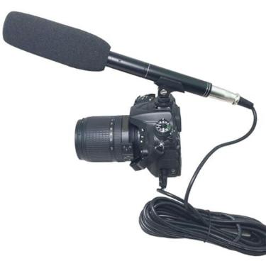 Imagem de Microfone Abs Metal Com Fio Profissional Entrevista Microfone Com Cabo Xlr Pára-brisas para Filmadora de Vídeo Dslr Dv Câmeras