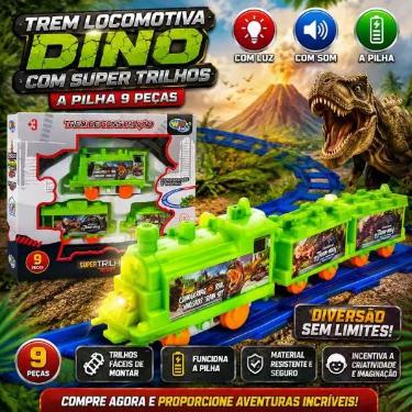 Imagem de Brinquedo trem locomotiva de construcao dino com super trilhos a pilha
