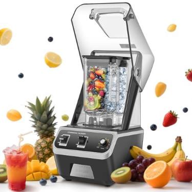 Imagem de WaterElfo Liquidificador comercial de 2200 W para smoothies - Liquidificador elétrico de alta velocidade e silencioso de alta velocidade com caixa de som, 1,927 g para cozinha e uso doméstico