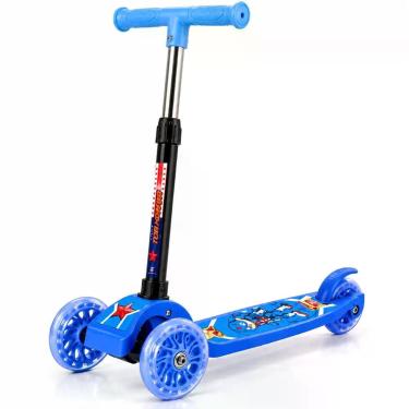 Imagem de Patinete Infantil 3 Rodas LED Guidão Ajustável para Crianças a Partir de 3 Anos 50KG