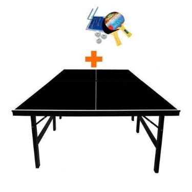 Imagem de Mesa ping pong especial cor preta mdp 15mm - klopf 1010 + kit tênis de