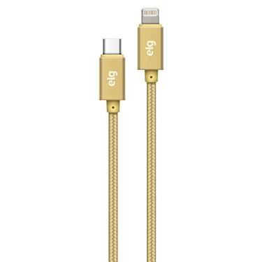 Imagem de Cabo USB Tipo-C para Lightning, 1 Metro, 3A, 15W, Revestido em Nylon Reforçado, Compatível com Dispositivos Apple, Dourado, TCL10BG, ELG