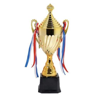 Imagem de Meecuppa Taça Troféu Campeão Ouro Grande de 40,6 cm | Design Patriótico de Arco Vermelho-Branco-Azul | Prêmio Premium para Torneios Esportivos, Competições e Cerimônias de 1º Lugar