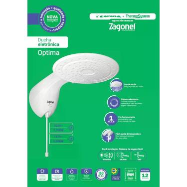 Imagem de Chuveiro Optima Turbo Zagonel 7700W 220V Branco Com Pressurizador E Co
