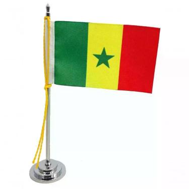 Imagem de Mini Bandeira De Mesa Da Senegal 15 Cm Poliéster