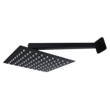 Imagem de Ducha Chuveiro Inox 20x20 Parede Preto Fosco Luxo Suporte Quadrado Area Externa Banheira Piscina Banheiro