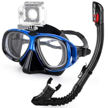 Imagem de Body+ Equipamento De Mergulho Com Snorkel Para Adultos E Jovens, Máscara De Mergulho Antiembaçante Para Miopia E Snorkel Seco De Silicone Para Mergulho Autônomo, Pesca Submarina E Mergulho Livre (Az