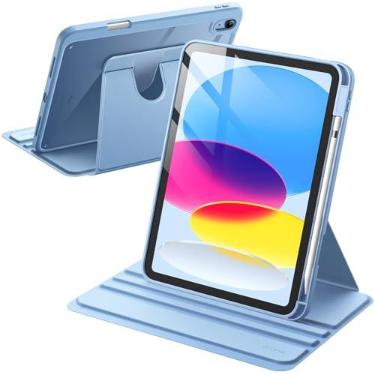 Imagem de JETech Capa Protetora Giratória para iPad (A16) 11.ª/10.ª Gen, Azul | Para 2025/2022 Modelo, Suporte com Rotação 360°, Design com Traseira Transparente, Porta-Pencil