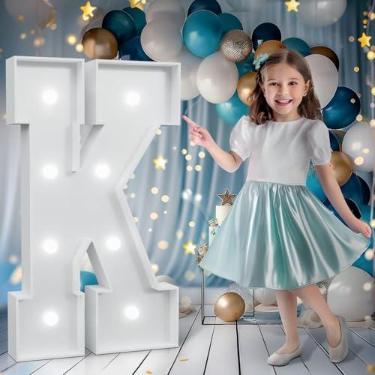 Imagem de Bugame Letras De Letreiro De 90 Cm De Altura, Letras K Brancas Iluminadas, Letras Grandes De Letreiro Para Decoração De Festa De Aniversário, Formatura, Letras Gigantes Para Eventos (Kits Faça Você