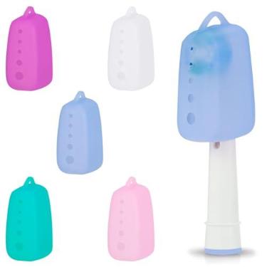 Imagem de Lapfoon Pacote com 5 capas de escova de dentes, tampas de silicone para escova de dentes para substituição de cabeça e escova de dentes manual, escova de dentes essenciais de viagem