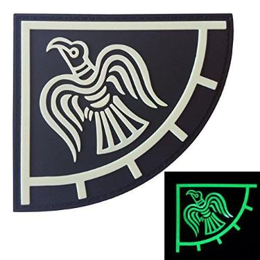Imagem de Faixa de borracha de PVC LEGEEON Glow Dark Rare Viking Raven Banner Odin God of War Morale 3D Touch Fastener Patch