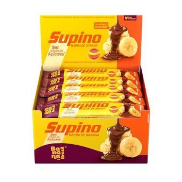 Imagem de Banana Brasil Barra De Frutas Supino Zero Banana Com Cobertura Chocolate Ao Leite Com 20 Unidades De 24 G