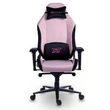 Imagem de Cadeira Gamer, XT Racer Draco, Reclinável Ergonômica, Tecido Polyester, Preto e Rosa.