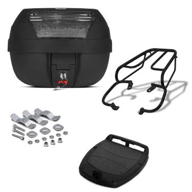 Imagem de Baú Bauleto Preto 28 Litros Com Refletor Pro Tork + Bagageiro Moto, CR