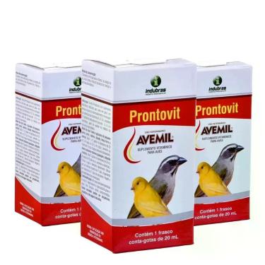 Imagem de 3 Avemil Prontovit 20ml Indubras Suplemento Para Pássaros e Aves