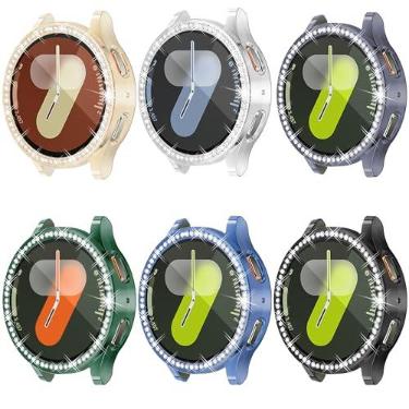 Imagem de [Pacote com 6] Protetor de tela de relógio YUVIKE Bling para Samsung Galaxy Watch7 de 44 mm, capa com glitter, capa macia de TPU com proteção total com strass brilhantes para Galaxy Smart Watch 7 de