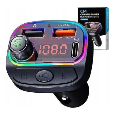 Imagem de Transmissor Fm Adaptador Carro Bluetooth Carregador Tipo C - Rhos