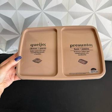 Imagem de Porta frios de plástico para queijo e presunto com 2 divisórias para c