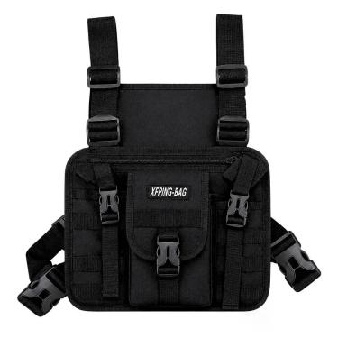 Imagem de Pochete Peitoral Tática Masculina Nylon Impermeável Ajustável p/ Corri