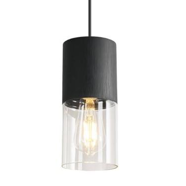 Imagem de Luminárias pendentes pretas, luzes pendentes modernas ajustáveis para ilha de cozinha, luzes pendentes de vidro transparente industrial para mesa de jantar corredor quarto sala de estar, 1 pacote