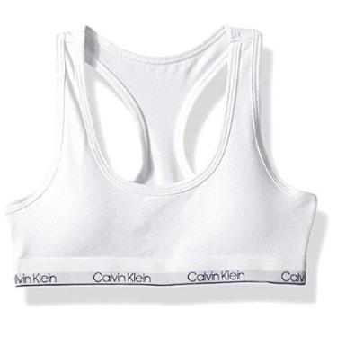 Imagem de Calvin Klein Sutiã moderno de algodão moldado com biscoitos para meninas, Branco clássico, G