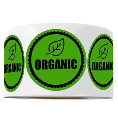 Imagem de Adesivos orgânicos, etiquetas de rotação de alimentos orgânicos de 3,8 cm, adesivos redondos redondos adesivos orgânicos 500 etiquetas por rolo