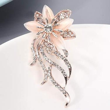 Imagem de Moda feminina liga flor elegante strass alfinete broche roupas decoração acessório de joias, 2,4 x 1,2 pol