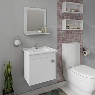 Imagem de Gabinete De Banheiro 100% Mdf Iris 44 Cm Com Espelho Branco - Mgm