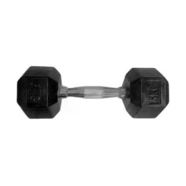 Imagem de Halter Halteres Sextavado Injetado com Pegada Cromada 5,0kg Ferro Fundido de Alta Densidade Cinza Anilhas Fitness 5KG