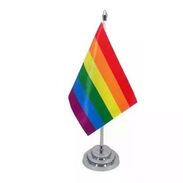 Imagem de Bandeira De Mesa 29 Cm Mastro Orgulho Gay LGBT
