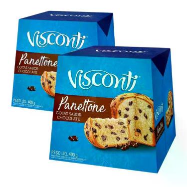 Imagem de 2 Panetones Visconti, Pannetone Gotas de Chocolate 400g