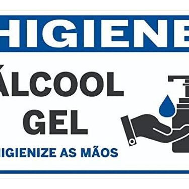 Imagem de Placa de Sinalização Aviso Higiene Use Álcool em Gel Horizontal 20X30CM