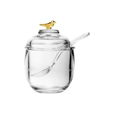 Imagem de Açucareiro De Cristal Bird Dourado Colherzinha Café Da Manhã - Wolff