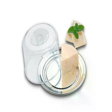 Imagem de Conjunto para Queijo Petúnia Armazenamento e Serviço Aço Inox e Poliestireno (PS) Cúpula Transparente para Geladeira