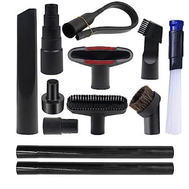 Imagem de 12 acessórios de aspirador de pó para acessórios de aspirador de pó de 3,8 cm, kit de acessórios de limpeza com adaptador universal de mangueira de vácuo, extensão de vácuo, varinha, escova de cabelo