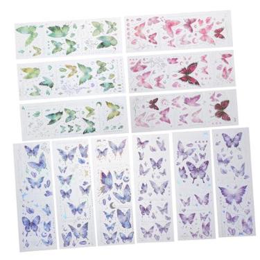 Imagem de SEWACC Adesivos Autoadesivos 12 Folhas decoração de adesivos decoração vintage decalques de borboleta adesivo para scrapbook adesivo criativo decorar conta página de recados material