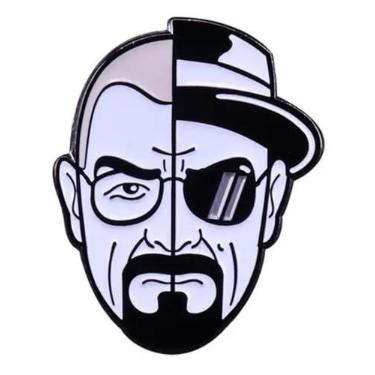 Imagem de Crachá de broche esmaltado Walter White Heisenberg Breaking Bad Say My Name Better Call Saul, 3 cm, 1.2 Inches, Esmalte, Esmalte