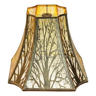 Imagem de ALUCSET Abajur de metal, abajur de canto de corte octogonal 6,2 × 13 × 10,20 cm, substituição de abajures de bronze antigo grande para luminárias de mesa e luminária de chão, progresso de gravura