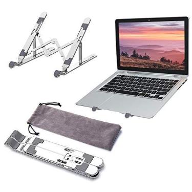 Imagem de Leeofty Suporte portátil para laptop de liga de alumínio dobrável, suporte ergonômico para notebook e computador de mesa com 7 níveis de ajuste de altura para laptop e tablet em até 15,6 polegadas