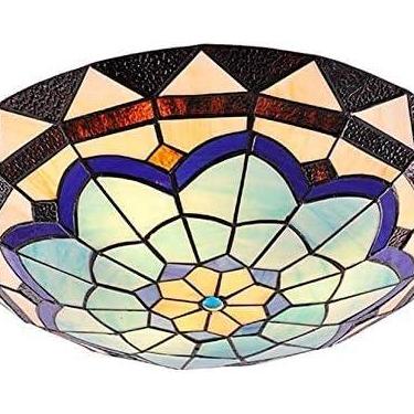Imagem de Btomgzome Luzes de teto tradicionais Tiffany, vitral 2 luzes 30,5 cm/40,6 cm, luminária pendente para quarto, jantar, sala de estar, entrada, hall de entrada (azul 30,5 polegadas)