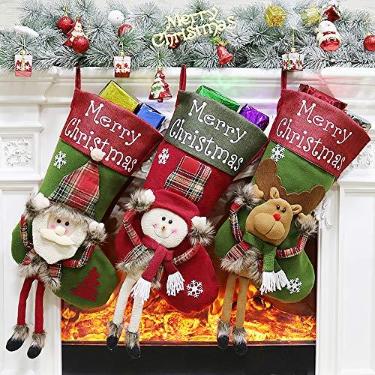 Imagem de Yajun Meias de Natal para presente de Natal, decoração de saco de doces para casa, meias de 60 cm, decorações de árvore de ano novo, 3 peças
