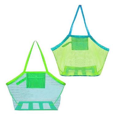 Imagem de Xiaofeigun Bolsa de praia de malha, bolsas de praia para férias femininas | Bolsa portátil para brinquedos de praia com design de malha - Presente de sacola de malha durável para aniversários de