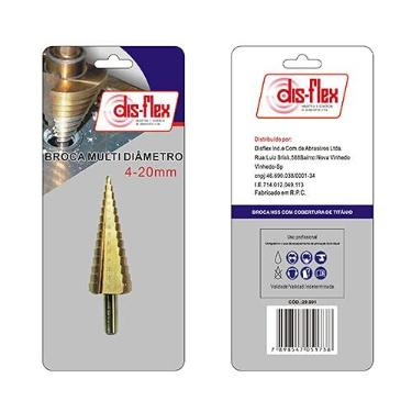 Imagem de BROCA ESCALONADA 4 A 20MM HSS COM COBERTURA DE TITÂNIO - 29001 - DISFLEX
