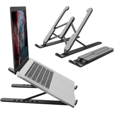 Imagem de Suporte Notebook Ajustável Base Tablet Netbook Ergonômico Dobrável Regulável Leve Apoio Universal TAMO (PRETO)