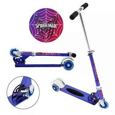 Imagem de Patinete Homem-Aranha Infantil Meninos de Três Rodas Azul - DM Radical