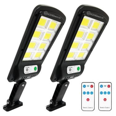 Imagem de Kit 2 Refletores Solares Sem Fio Sensor De Presença 200w Alta Potência
