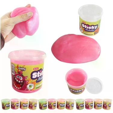 Imagem de Kit 10 Potes de Slime Geleca 130g Metálico Elástico Atóxico