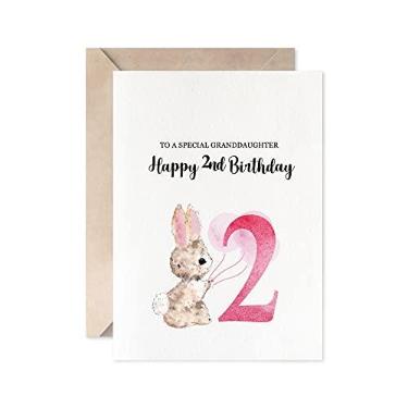 Imagem de Coelho feliz 2º aniversário para uma neta especial, rosa fofo bebê menina 2 anos presente cartão de aniversário
