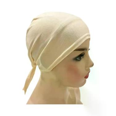 Imagem de Hijab Turbante De Algodão Liso Para Mulheres, Com Amarração Nas Costas