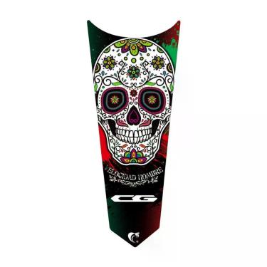 Imagem de Adesivo Faixa Gravata Tanque Moto Caveira Mexicana Cor Preto